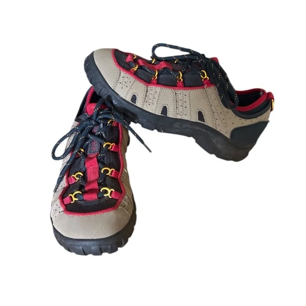 COLUMBIA Mens Red, Navy & Tan Suede ‎ Water Shoes Snake River Trainer Size 8.5